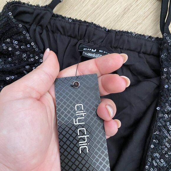 NWT City Chic Womens Savanna Sequin Jumpsuit One Shoulder Black Plus Size L/20 - Picture 12 of 16